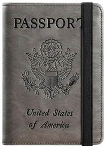 Passport Holder Cover Wallet RFID Blocking Leather Card Case Travel Document - Picture 1 of 9