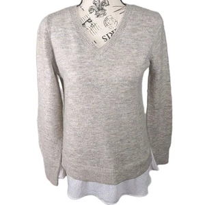 Suéter para mujer Loft Outlet XD tejido tostado con dobladillo de gasa - Imagen 1 de 12