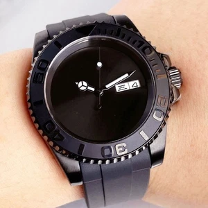 40mm NH36A Automatik Taucher Herrenuhr Steril Schwarz PVD 200m Wasserdicht Saphir - Bild 1 von 8