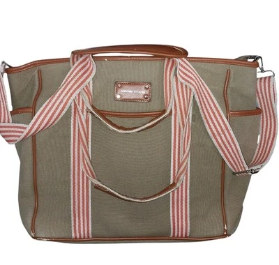 Bolso de Mano ADRIENNE VITTADINI Libro de Trabajo de Lona Lg Bolso de Viaje Caqui Tostado 15x20x8 Foto 1 de 4