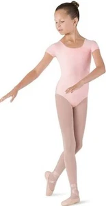 NEW NWT Girls Sz 8-10 Pink Ballet Dance Stretchy Short Sleeve Leotard BLOCH - Picture 1 of 4