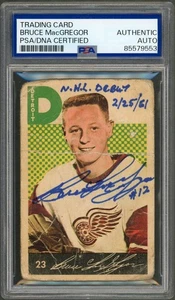 Bruce MacGregor SIGNED 1962-63 Parkhurst #23 "NHL Debut" RC Red Wings Auto PSA - Picture 1 of 2