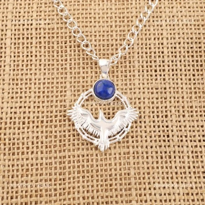 Ciondolo Nuovo In Argento Sterling 925 Con Gemma Di Lapis Lazuli Per Settembre - Immagine 1 di 4