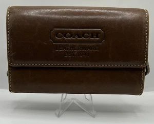 Coach Leatherware Brown Leather Zipper Pocket Coin Card Wallet Vintage Authentic - Picture 1 of 3