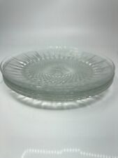 Vintage Set of 4 Saucers Clear Glass Diamond Point Plates Starburst