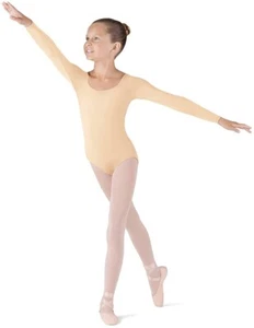 Bloch Dance Girls 243461 Meglio Microlux Long Sleeve Leotard Nude Size 2/4 - Picture 1 of 2