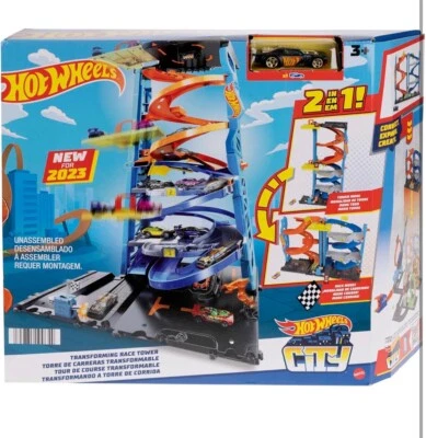 NEW Hot Wheels City Transforming Race Tower 2 In 1 Raceway Track Set 1 Car - Image 1 of 4