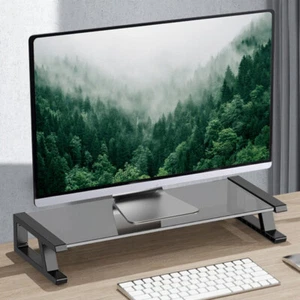 Desktop Computer Monitor Glass Stand Bracket With USB Type-C HUB PC Screen Riser - Picture 1 of 24