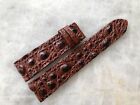 SMALL WRIST 20mm/18mm Genuine Red Brown Alligator Crocodile Leather Watch Band
