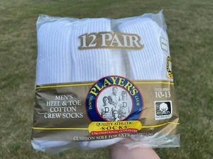 Vintage Socks Desoto Players Club Mens Heel & Toe Ringspun Cotton Crew 12 Pairs - Picture 1 of 12