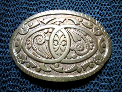 ¡Hebilla de cinturón de bronce floral hippie abstracto occidental! ¡VINTAGE! RARO! Años 80! USA! Foto 1 de 4