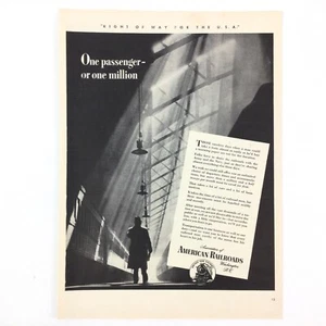 American Railroads 1943 VINTAGE PRINT AD WWII Right Of Way For The USA Wartime - Bild 1 von 2