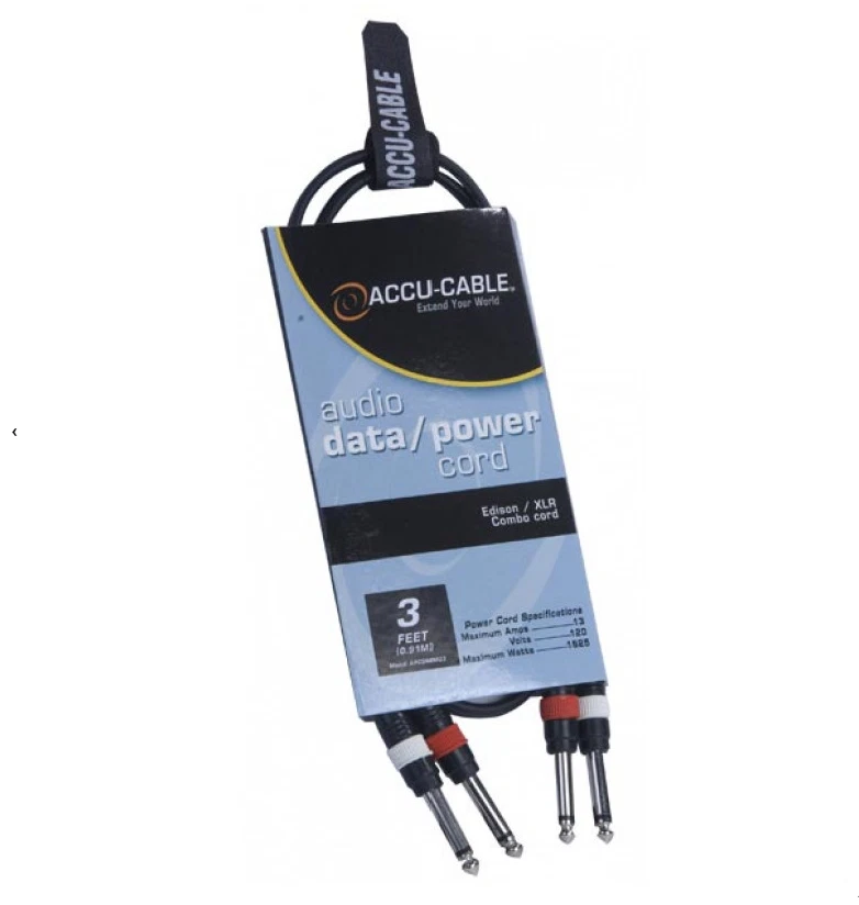 Accu-Cable Dual Male 1/4 to Male 1/4, 3 ft - Image 1 of 1