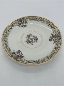 Platillos Narciso Antiguos Haviland Limoges Francia 5,5"" florales con borde dorado raros - Imagen 1 de 6