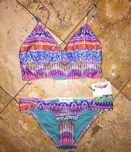 NWT $120 Jessica Simpson Bali Breeze Bralette Bikini Swimsuit 2pc Set Women's S - Picture 1 of 5