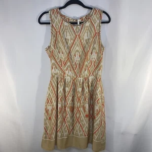 Willow & Clay Tan/White/Orange Womans Sleeveless Fit & Flare Dress Size 6 #781 - Picture 1 of 11