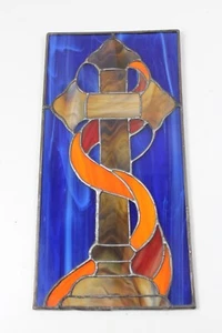 Bleiverglasung Bleiglas Fensterbild Kreuz Ranke Tiffany 20 x 41 cm - Bild 1 von 8