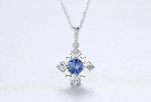 Colgante de cadena de plata BENIAMINO plata de ley 925 zafiro azul collar embalaje original - Imagen 1 de 7