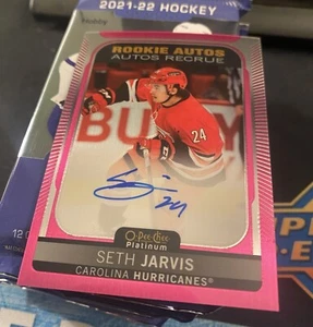 2021-22 OPC Platinum Matte pink Rookie AUTO R-SJ Seth Jarvis  - Picture 1 of 3