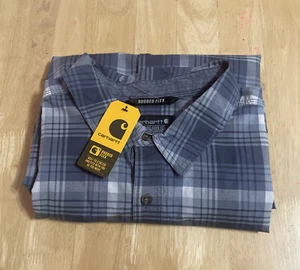 CARHARTT Rugged Flex Plaid Shirt Relaxed Fit Midweight Men's Size 4XL Blue NWT - Picture 1 of 5