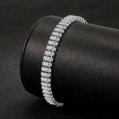 925er Luxus ARMBAND versilberten Armreifen mit Zirkon Herren & Damen Geschenke - Bild 1 von 3