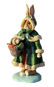 VTG Donna Little Bunny Rabbit Figurine Winter Parka W Basket - Picture 1 of 4