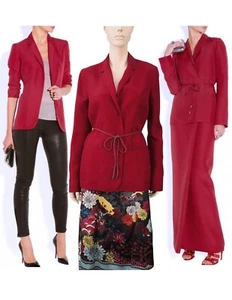 THE ROW Sz 10 Engman Burgundy Silk Organza Jacket Belted Blazer BRAND NEW - Picture 1 of 7