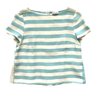Red Valentino Blouse Top Shirt Womens 44 Medium Blue White Stripe Short Sleeve - Picture 1 of 13