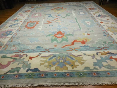 Turkish Oushak Rug, Modern Multicolored Area Rug 12x15, Handmade Rug - Image 1 of 4