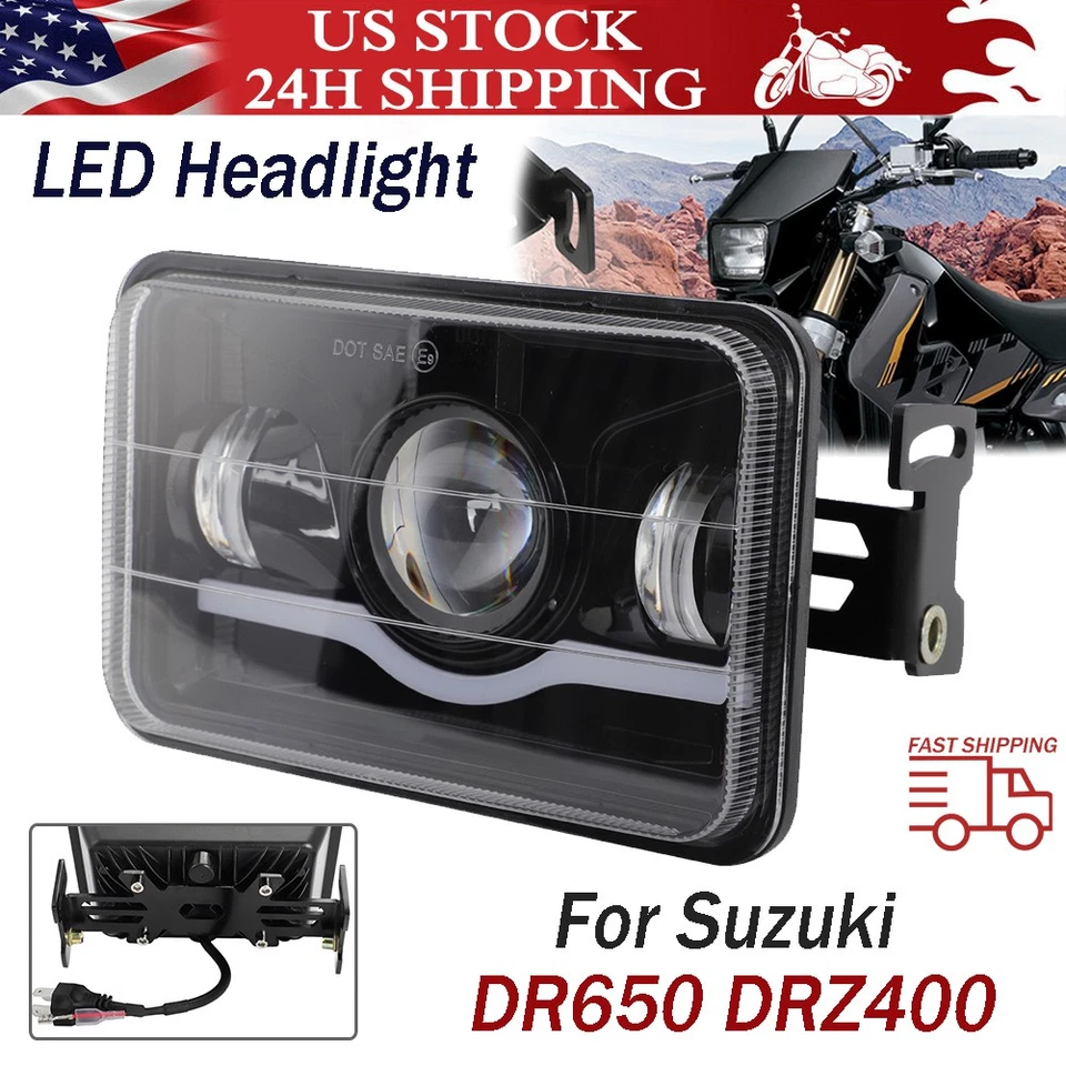 For Suzuki DR 650 and DRZ 400 LED Headlight with Mounting Bracket Kit Plug-Play - Image 1 of 4