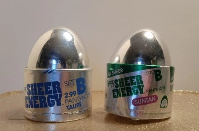 Vtg Leggs Egg Sheer Energy 2 Pair. Sz B. Suntan and Taupe. IOP. Pls Read Details - Image 1 of 4