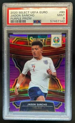 2020 Select UEFA Euro Jadon Sancho Purple Prizm Terrace #7/79 England PSA 9 - Image 1 of 2