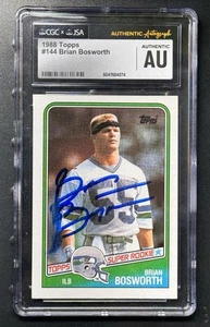 BRIAN BOSWORTH 1988 Topps ROOKIE card #144 CGC Authentic Autograph SEA Seahawks - Picture 1 of 7