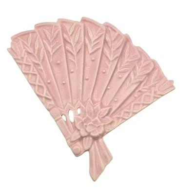 Vintage McCoy Pastel Pink Fan Wall pocket Double Vase  - Image 1 of 4