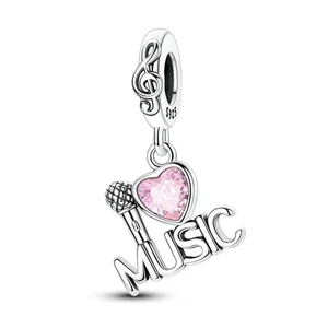 MULA European 925 Sterling Silver Charm I Love Music Anhänger für Frauen Armband - Picture 1 of 6