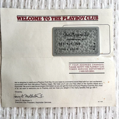 Tarjeta clave internacional de colección The PLAYBOY CLUB correo original miembro desde 1960 Foto 1 de 4