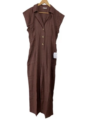 Nuevo mono camisa con botones talla US 14 marrón manga corta de Asos para mujer Foto 1 de 4