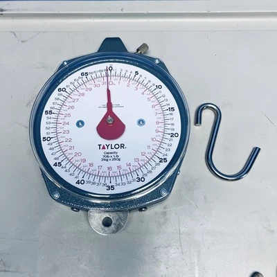 Escala de esfera de peso colgante Taylor 3470 70 lb (32 kg) capacidad doble con gancho Foto 1 de 4