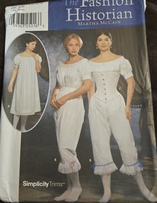 Simplicity 9769 Fashion Historian Martha McCain Civil War Chemise Drawers Corset - Image 1 of 2