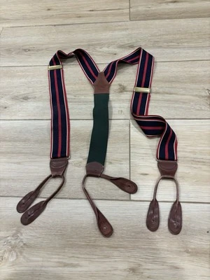 De Colección Polo Ralph Lauren Tirantes Tirantes Tirantes Azul Rojo Amarillo Verde Cuero Latón Foto 1 de 4