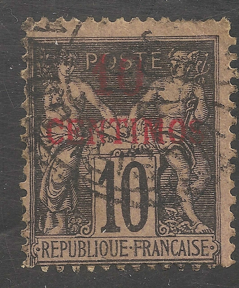 French Morocco #3 FVF USED - 1891 10c on 10c Peace and Commerce - SCV $3.25 - Image 1 of 1