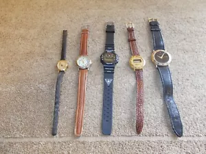 VINTAGE ARMBANDUHR KONVOLUT ~ 5 FOR PARTS UNGEPRÜFT SPORT,TIMEX,LEBARN.WATCH-IT,GERÜCHTE. - Bild 1 von 7