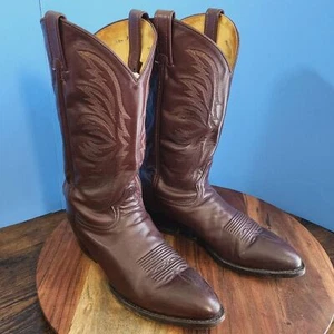 Vintage Tony Lama Cowboystiefel Rich Brown Unikat Leder Herren 10D - Bild 1 von 12