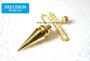Golden Oracle Solid Metal Precision Pendulum w/ Chain Dowsing Divination Energy - Picture 1 of 4