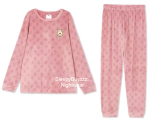 Ladies Velour Fleece Pyjamas DISNEY WINNIE THE POOH Women 6-24 Nightwear Primark - Picture 1 of 10