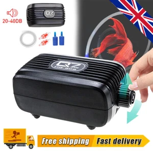 Silent Aquarium Air Pump Single/Twin Outlet Valve Fish Tank Marine Oxygen Pump - Picture 1 of 14