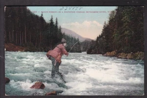 PESCA DE TRUCHA, RÍO SKYKOMISH, WASHINGTON - Años 1910 - Imagen 1 de 2