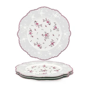 fanquare 10 Inch Porcelain Dinner Plates Set of 4 Lace Dishes Set for Salad P... - Picture 1 of 7