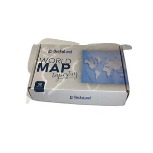 World Map Blue 3D Tapestry & Pillowcase Map Wall Hanging Tapestry Wall Decor Set - Picture 1 of 5