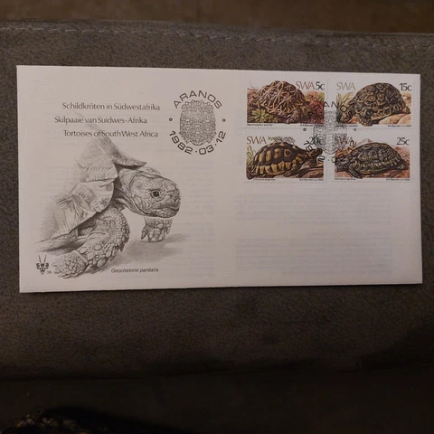 Southwest Africa 1982 set Turtle stamps (Michel 516/19) used on FDC Cover